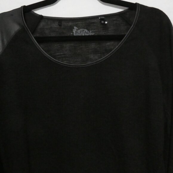 BUFFALO - David Bitton | medium | Black Asymmetrical Top | Faux Leather Accents - Picture 5 of 16